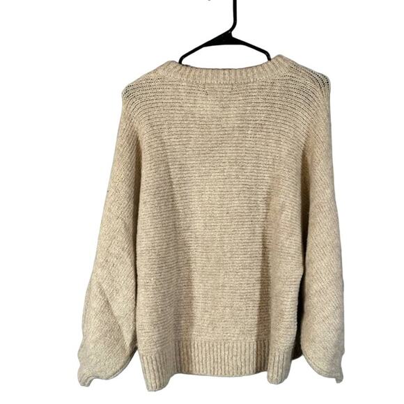 MNG by Mango Beige Dolman Long Sleeve Wool Blend Knit Sweater Women Sz XS - Picture 2 of 7